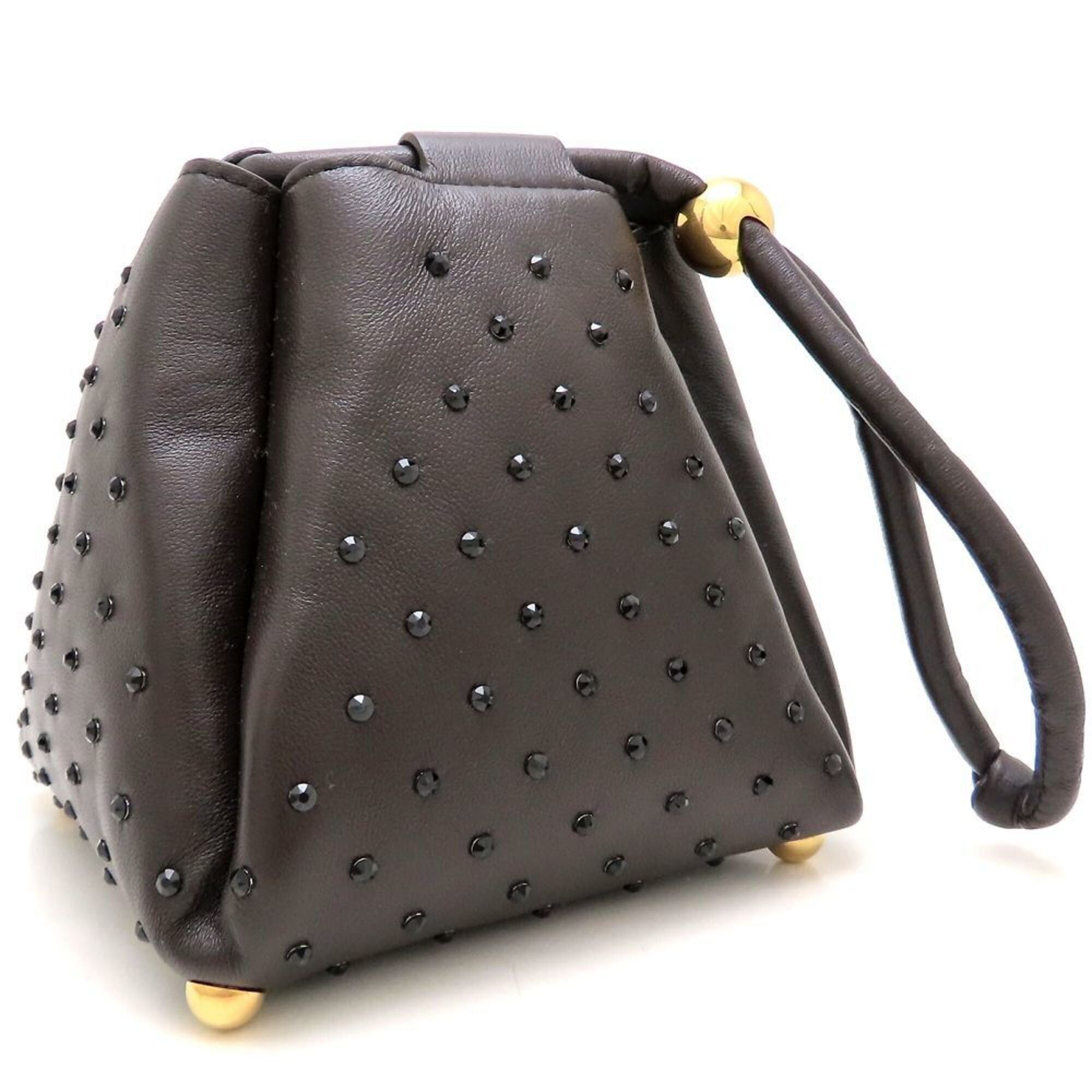 Bottega Veneta BOTTEGA VENETA Square Puffy Bag, Rhinestone Handbag, Lambskin, Dark Brown, Women's, 353256 Size ONE SIZE - 1 Thumbnail