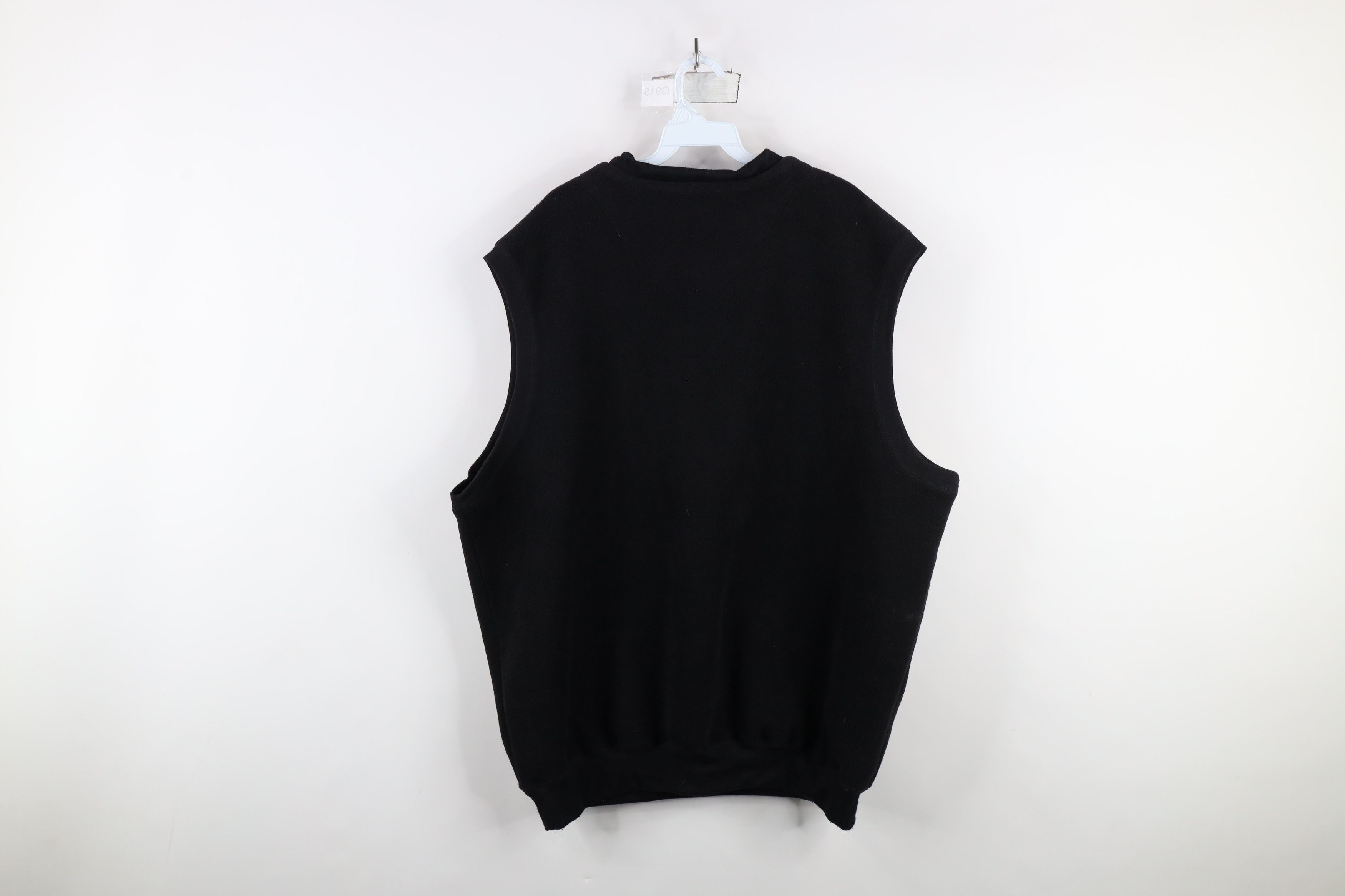 Vintage Vintage 90s Streetwear Blank Fleece V-Neck Sweater Black Size US XXL / EU 58 / 5 - 8 Thumbnail