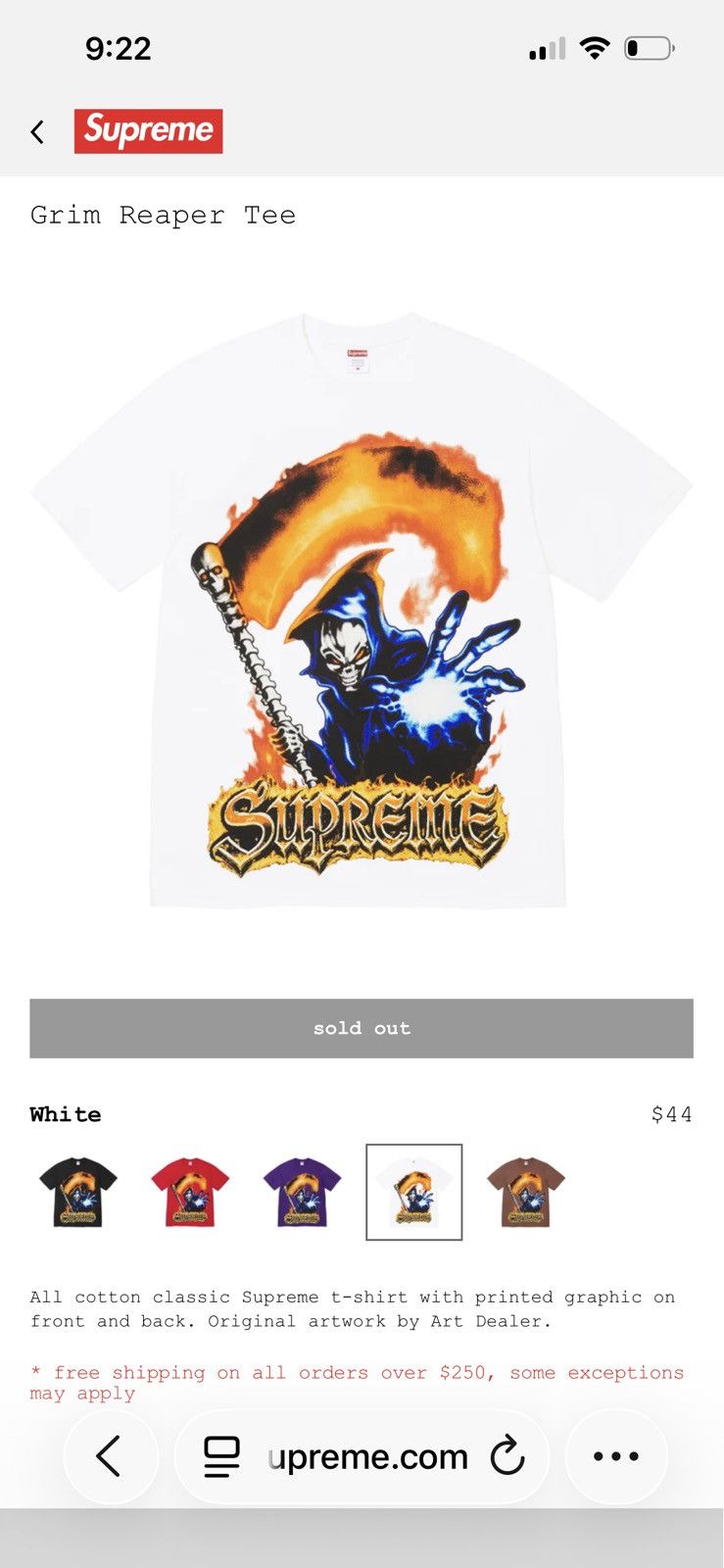 Supreme Supreme Grim Reaper Tee Size US XL / EU 56 / 4 - 1 Preview