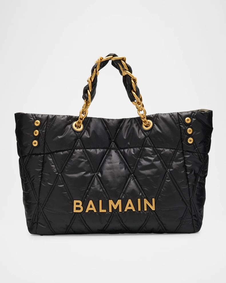 Balmain o1s1wg111225 Size:OS/1945 Soft Nylon Tote Bag in Black Size ONE SIZE - 1 Thumbnail
