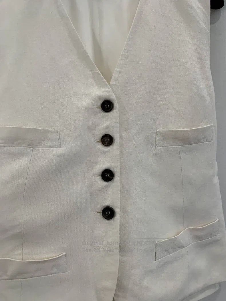 Brunello Cucinelli Brunello Cucinelli White Women's Linen Vest Size S / US 4 / IT 40 - 3 Thumbnail