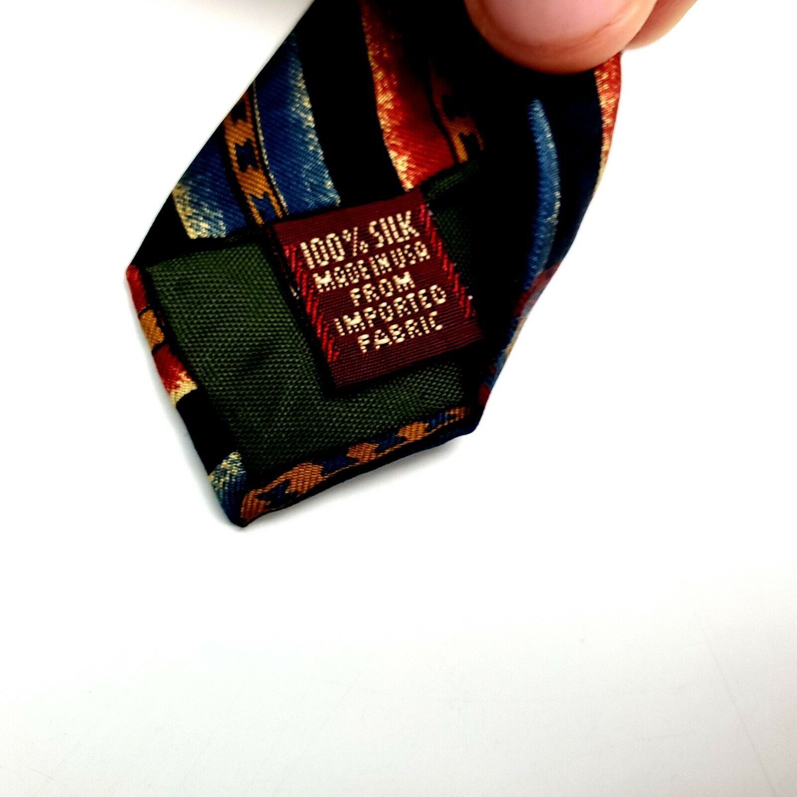 Chaps Chaps Ralph Lauren Silk Tie Striped Abstract Red Blue Skinny Size ONE SIZE - 4 Thumbnail