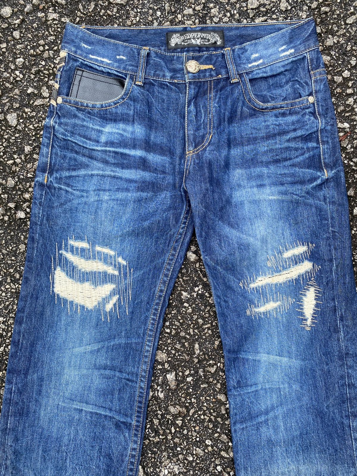 If Six Was Nine × Japanese Brand × Tornado Mart 1990s - Red Pepper Distressed Logo Design Denim Size US 32 / EU 48 - 4 Thumbnail
