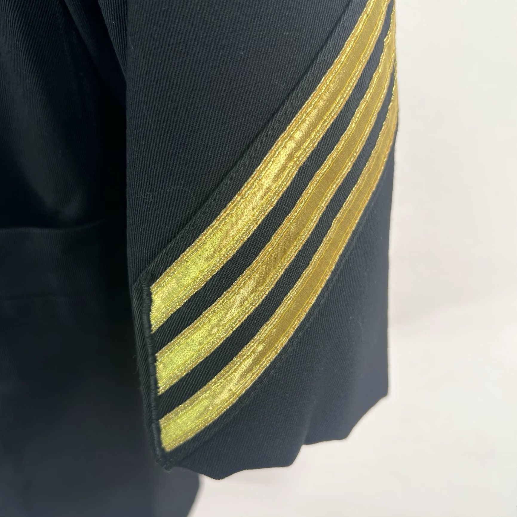 Vintage US Navy Dress Jacket Blazer 37R Mens Black Gold Buttons Nautical Patriotic 6-Button Tuxedo Peak Lapel Wool Blazer Mens Size 36R - 3 Thumbnail