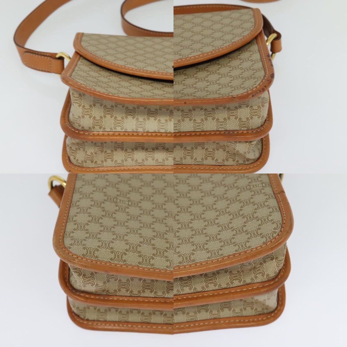 Celine CELINE Macadam Canvas Shoulder Bag Beige Gold Size ONE SIZE - 10 Thumbnail