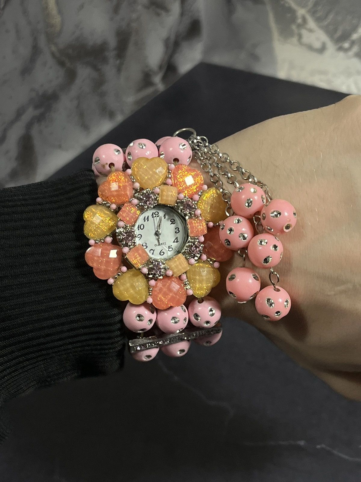 Hysteric Glamour Handmade Beaded Flower Watch Bracelet Japanese Movement Size ONE SIZE - 6 Thumbnail