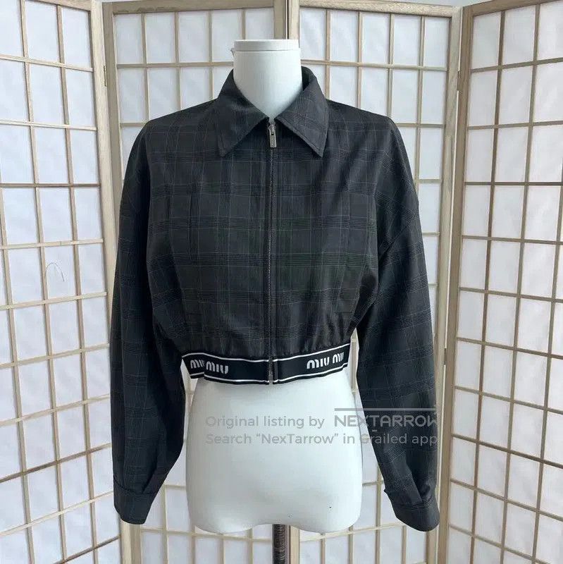 Miu Miu Miu Miu Gray Cotton Cropped Jacket . Size M / US 6-8 / IT 42-44 - 1 Thumbnail