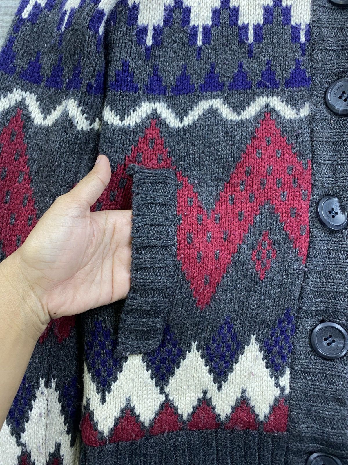 Japanese Brand Vintage Leshop Navajo Style Fullbutton Knit Hoodie Size US S / EU 44-46 / 1 - 8 Thumbnail