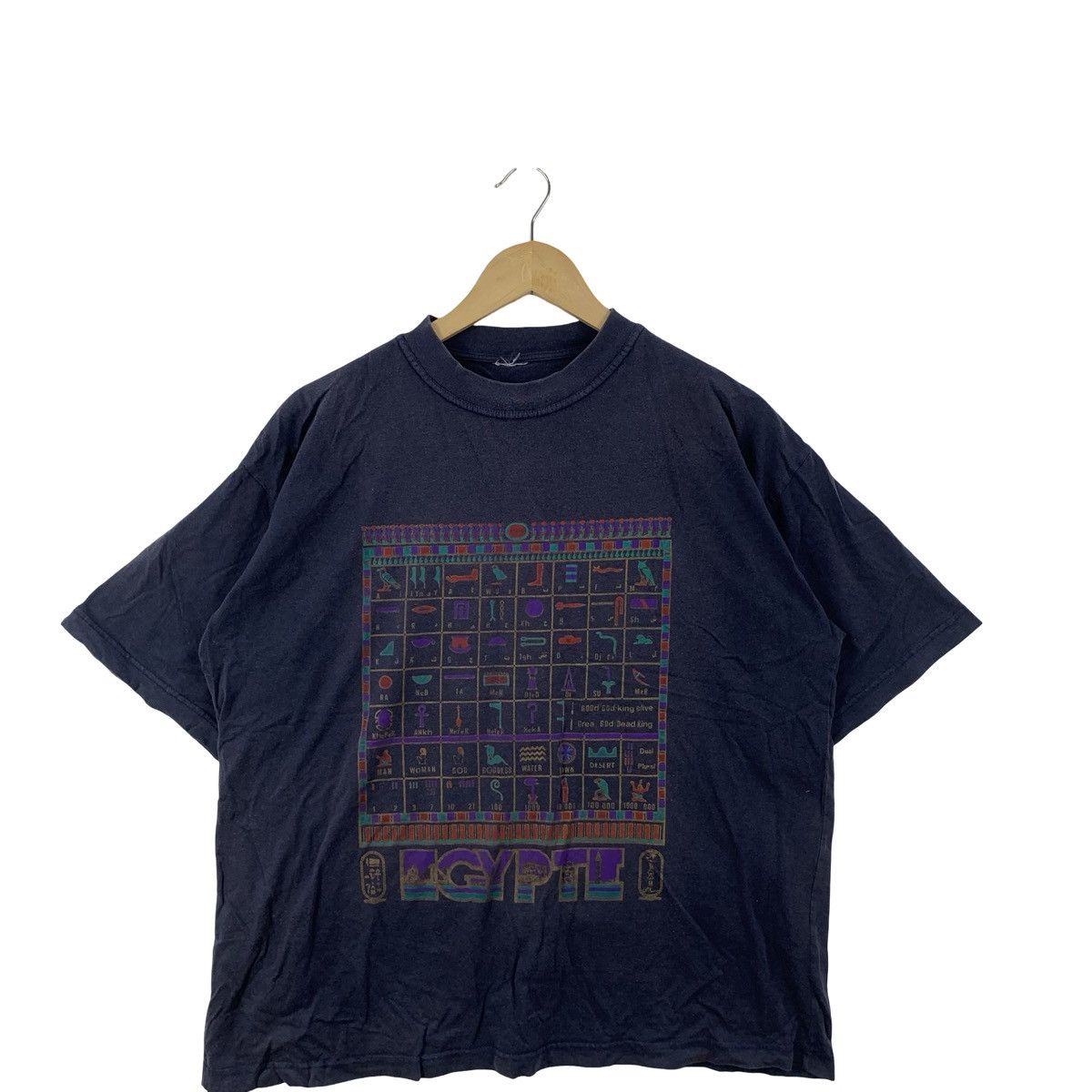 Vintage Vintage Egypt Hieroglyphic Graphic Ancient Symbols Print Tee Size US L / EU 52-54 / 3 - 5 Thumbnail
