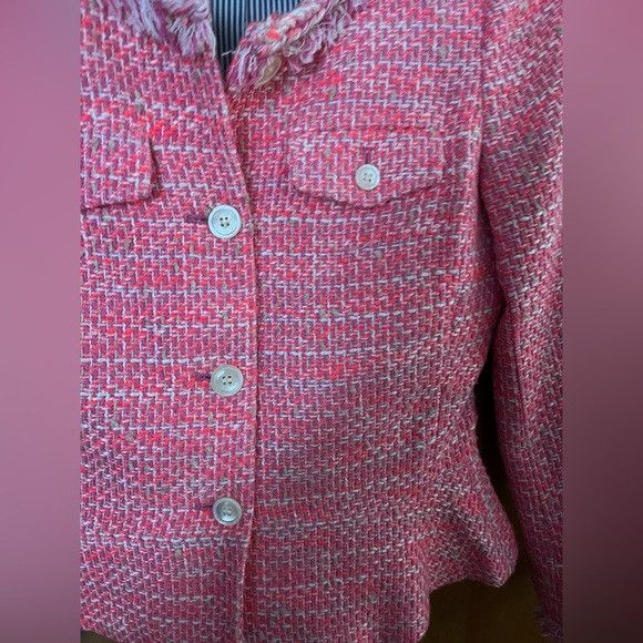 J.Crew J.Crew Peplum Tweed textured Blazer Jacket in pink Size 00 Size XXS / US 00 / IT 34 - 3 Thumbnail