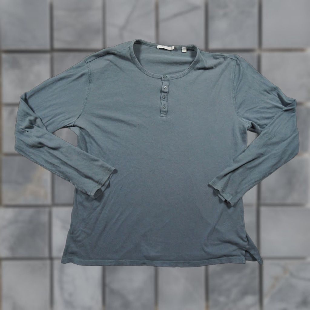 Vince Vince Shirt Mens XL Blue Henley Long Sleeve Preppy Casual Cotton Size US XL / EU 56 / 4 - 1 Thumbnail