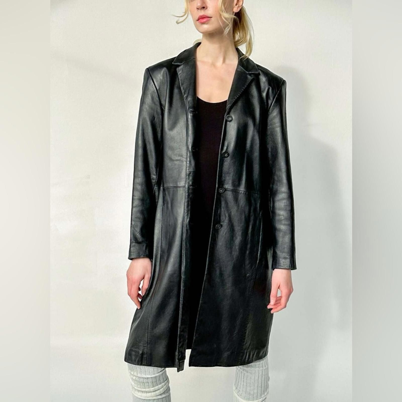Designer Celestino Women’s Genuine Leather Trench Coat – Size L Size L / US 10 / IT 46 - 1 Thumbnail