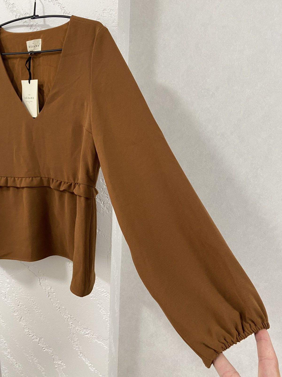 Sezane Sezane Brown Viscose Long Sleeve Bianca Noisette NWT Blouse Size M / US 6-8 / IT 42-44 - 9 Thumbnail