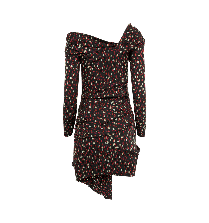 Isabel Marant o1h1sh11225 Elara Dress in Black/Red Size S / US 4 / IT 40 - 2 Thumbnail