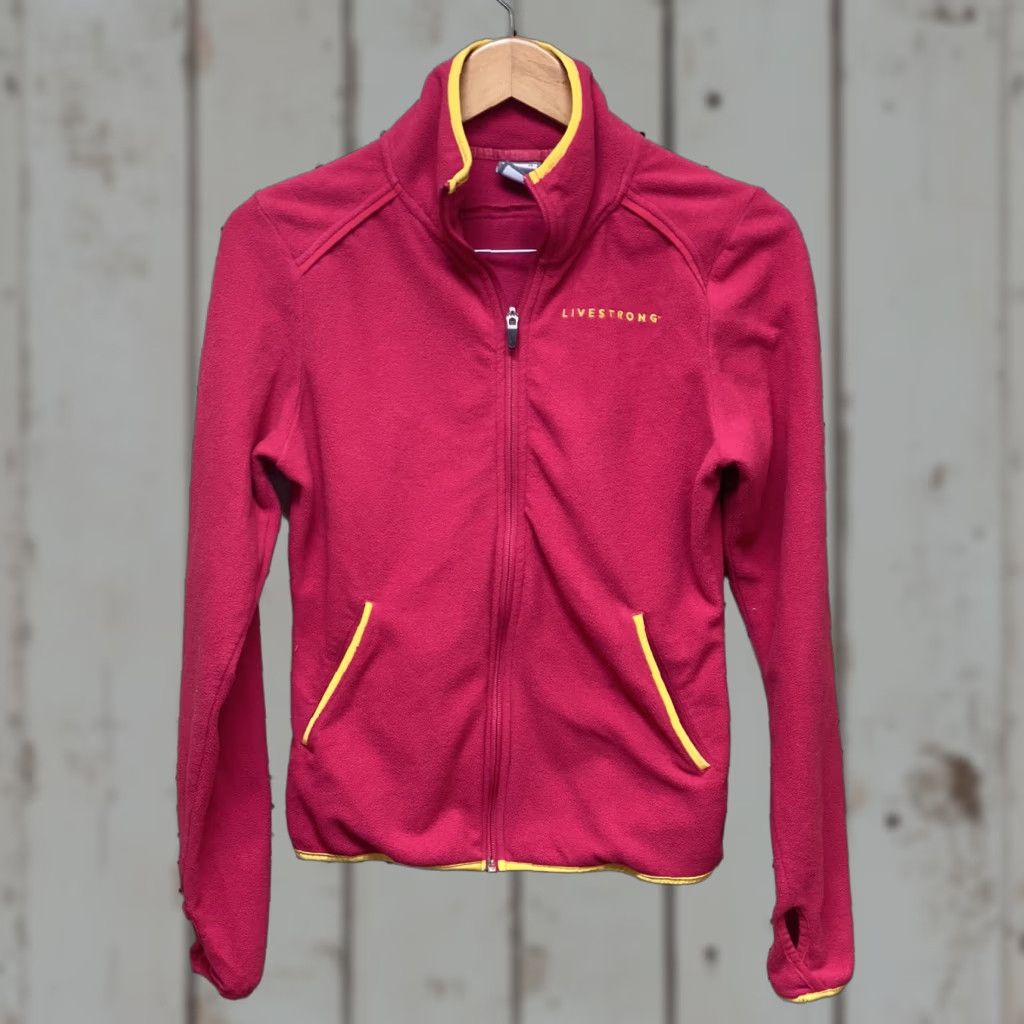 Nike Nike Women’s Pink Yellow Livestrong Full Zip Fleece Jacket S Women Jacket All Seasons Size S / US 4 / IT 40 - 1 Thumbnail