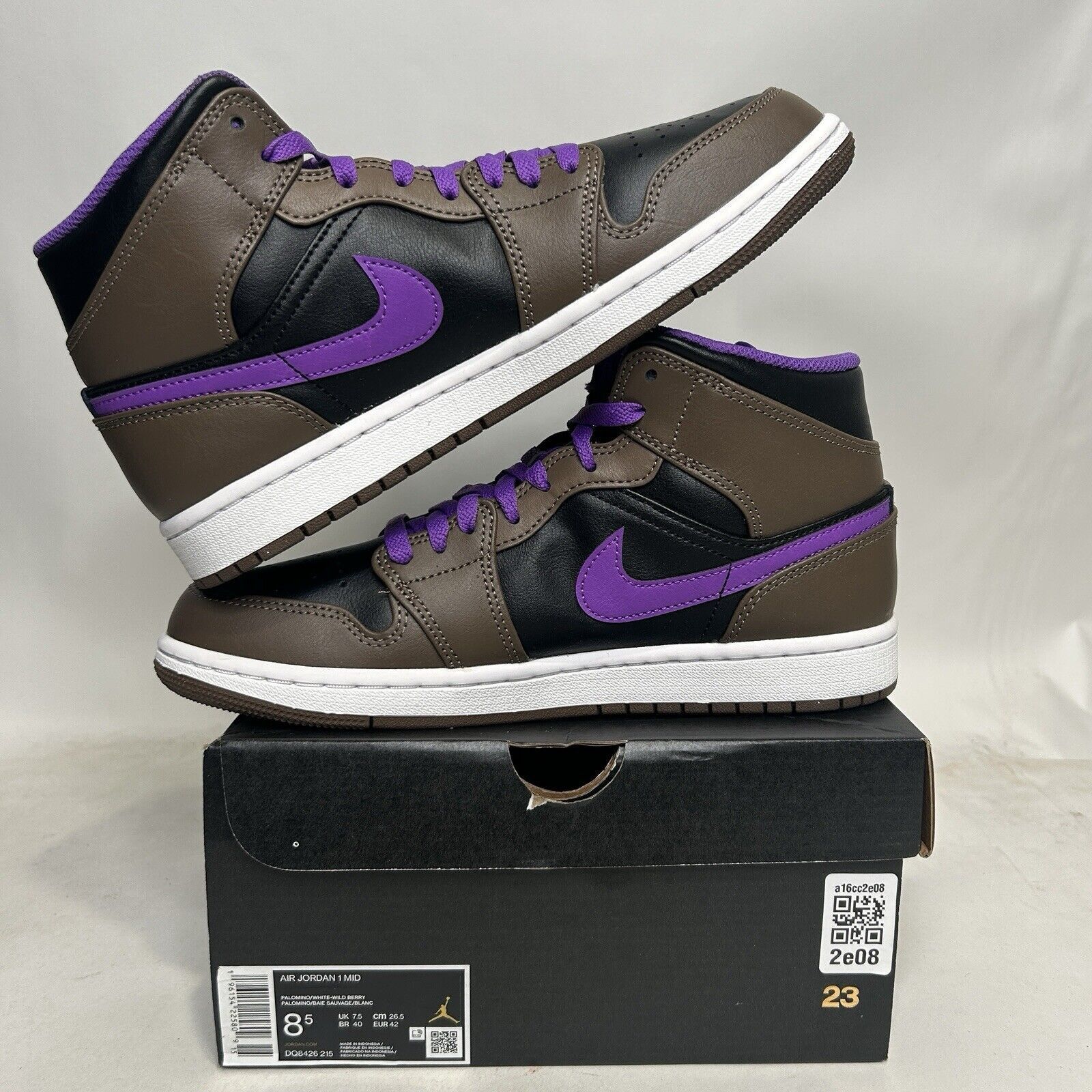 Jordan Brand Nike Air Jordan 1 Mid Retro “Palomino/Purple Mocha” 2024 Size US 8.5 / EU 41-42 - 3 Thumbnail