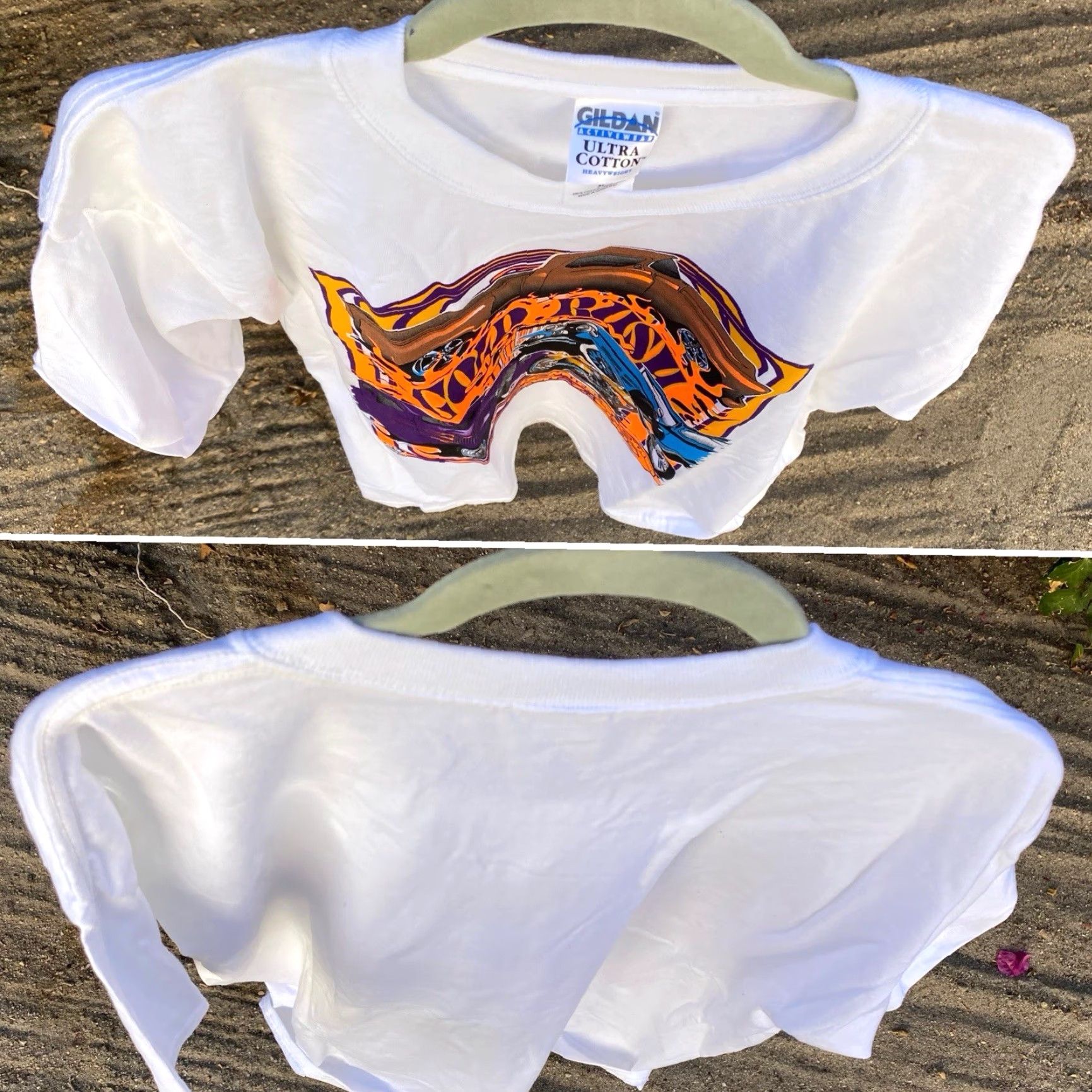 Gildan VINTAGE Gildan T-Shirt Shirt Men XL White California Car Neon Graphics 2005 2000s Gold Rush Oroville Y2K Vintage Graphic Print Short Sleeve Texas? Size US XL / EU 56 / 4 - 2 Thumbnail