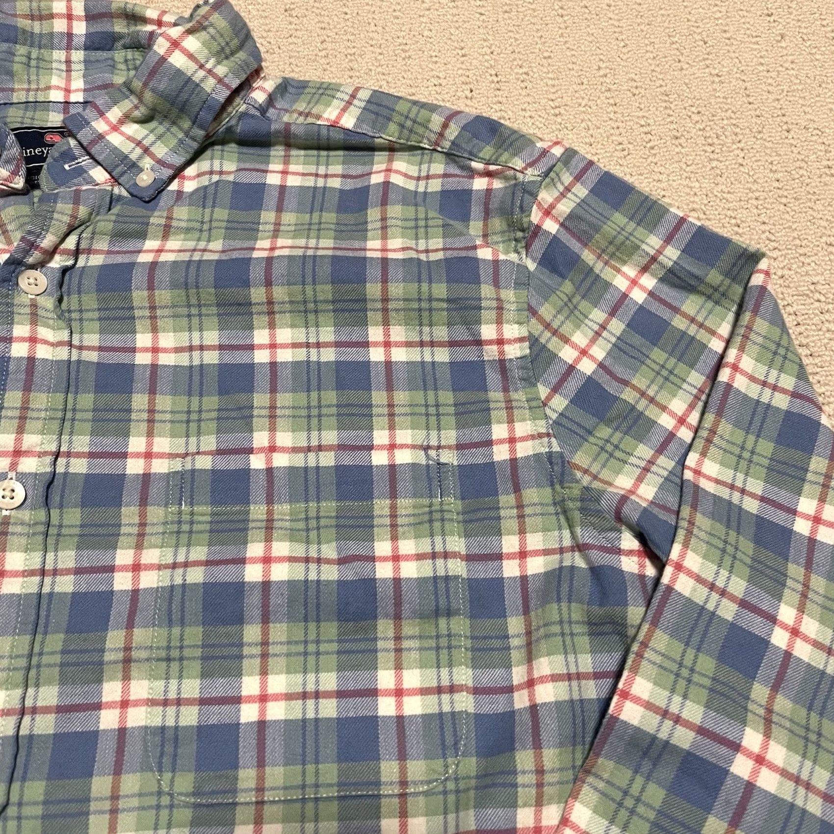 Vineyard Vines VINEYARD VINES Murray Shirt Button-Up Plaid Long Sleeve Blue Green Pink L Mens Regular Lightweight Cotton Knit Size US L / EU 52-54 / 3 - 6 Thumbnail