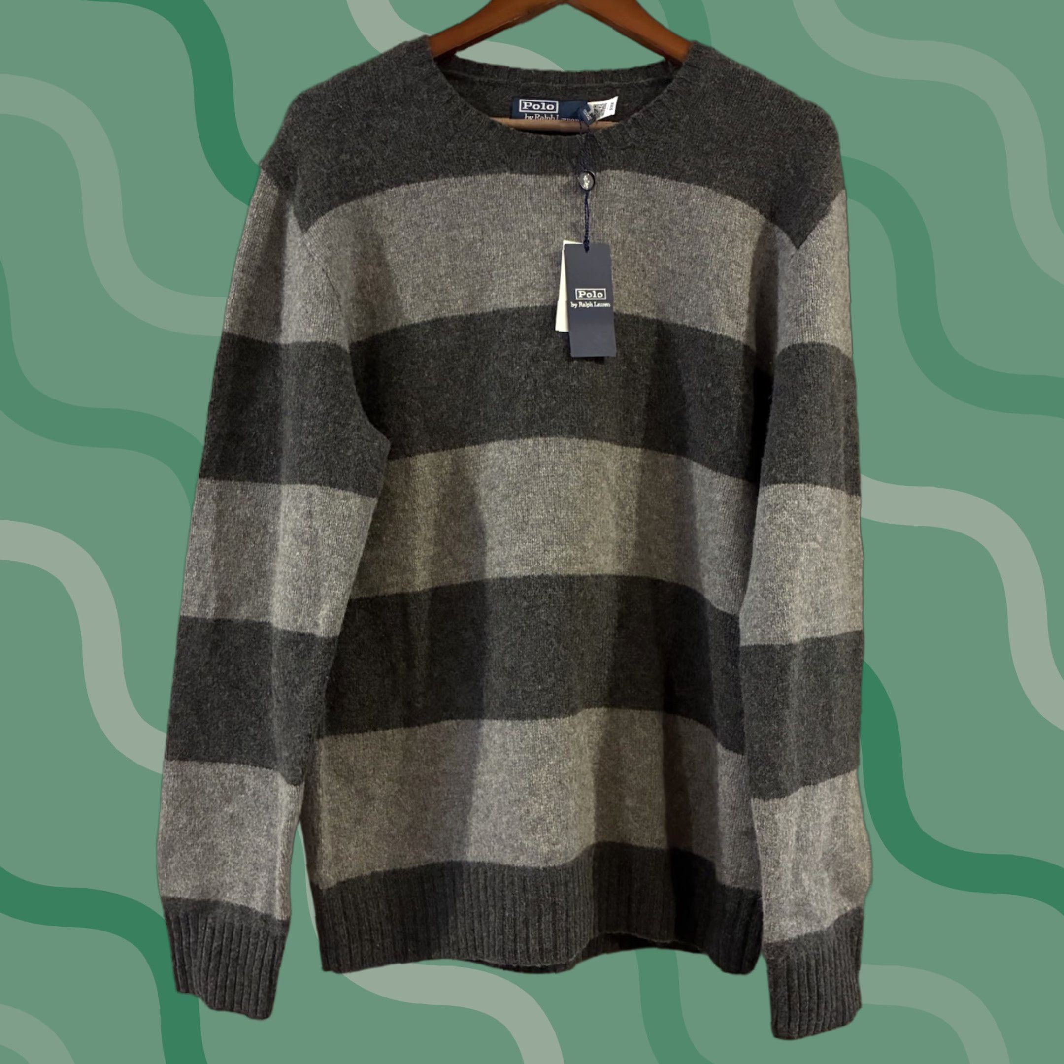 Ralph Lauren Polo Ralph Lauren Men Wool Cashmere Striped Crew Neck Elbow-Patch Gray Sweater Size L Size US L / EU 52-54 / 3 - 1 Thumbnail
