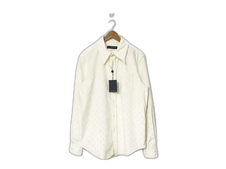 Louis Vuitton Louis Vuitton White Velvet Logo Shirt Size US L / EU 52-54 / 3 - 1 Thumbnail