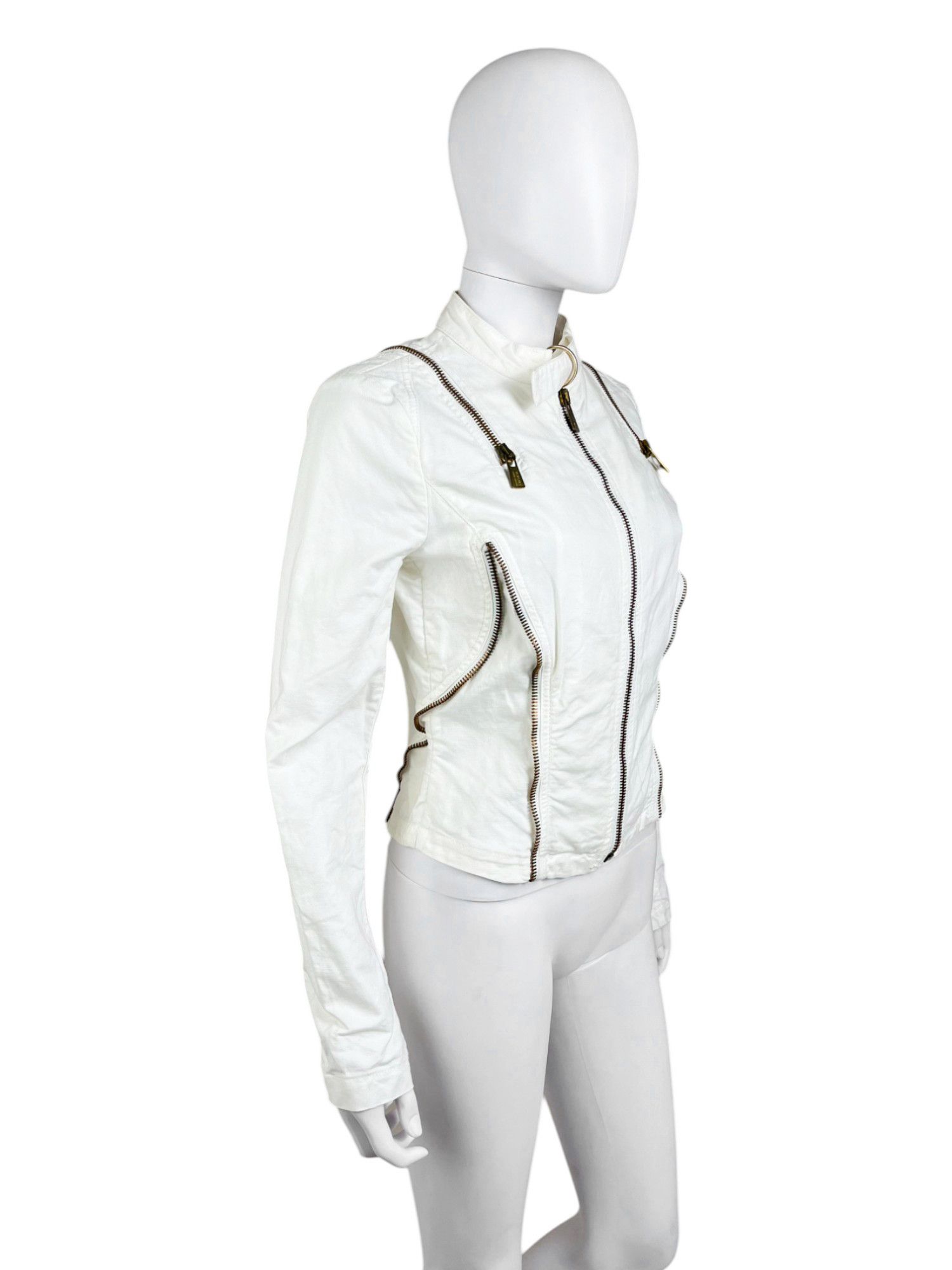 Versace by Donatella S/S 2005 Multizip White Cotton Jacket Size S / US 4 / IT 40 - 3 Thumbnail