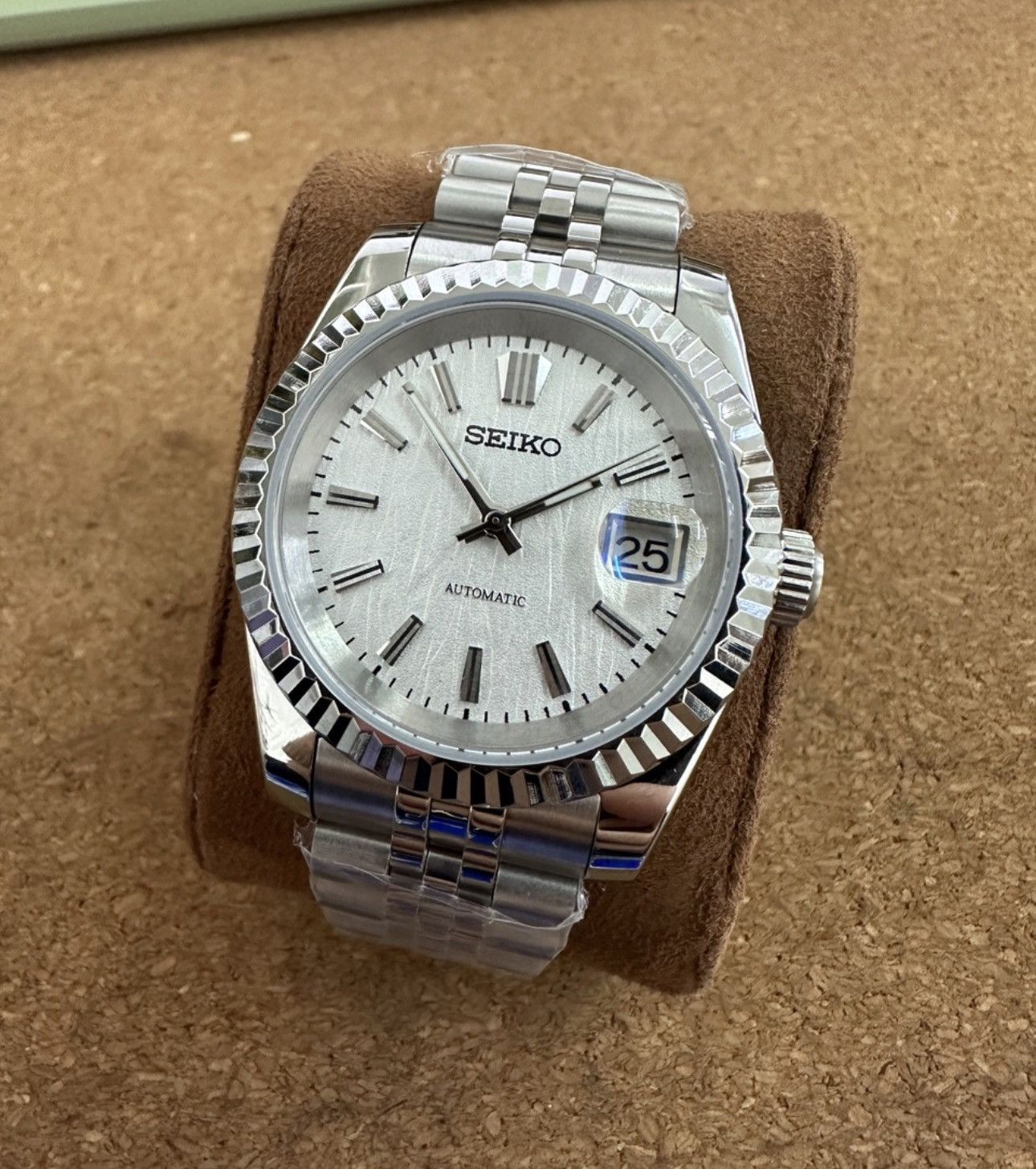 Japanese Brand Seiko Mod Datejust White Dial Steel Jubilee Watch 36mm Size ONE SIZE - 5 Thumbnail