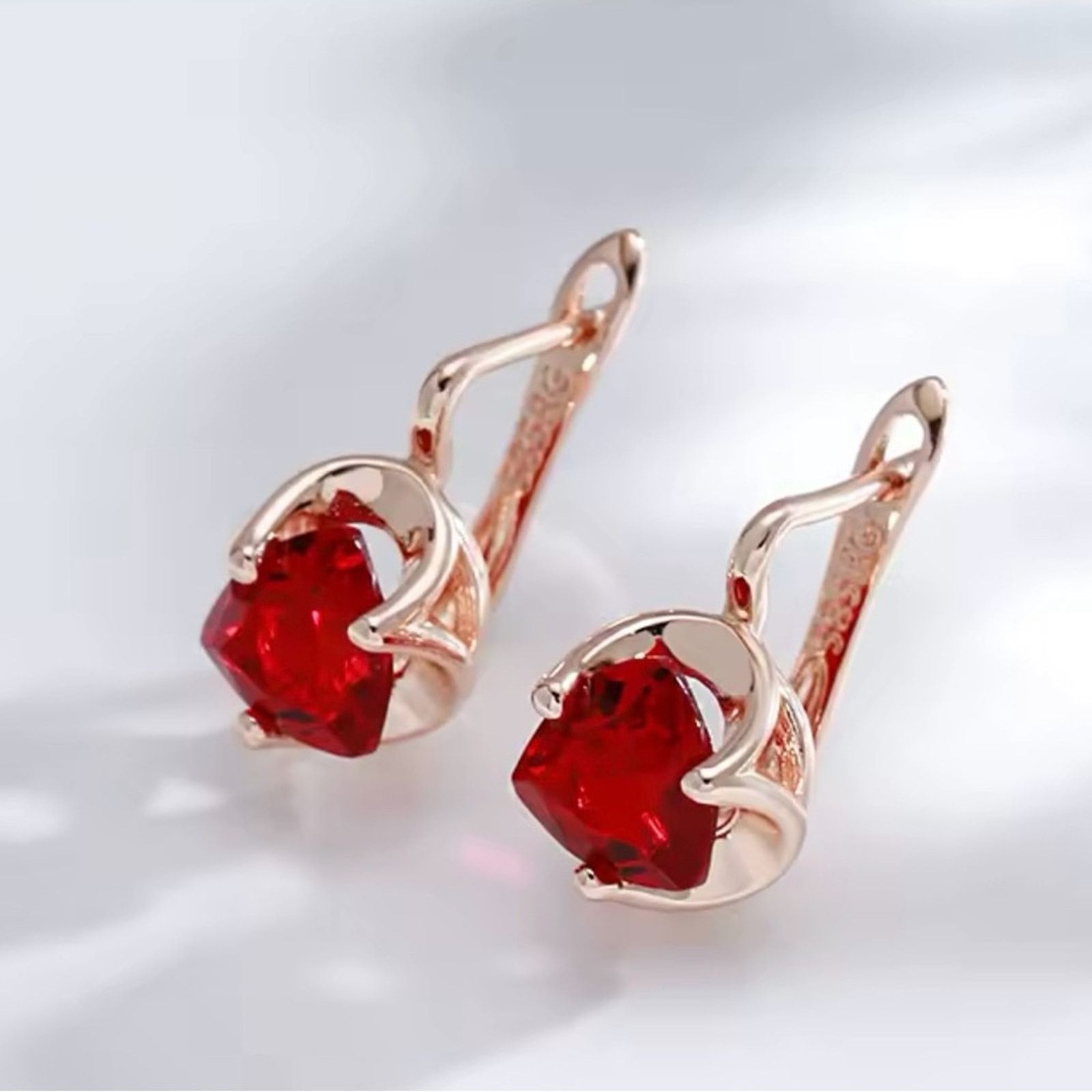 Other Red Natural Zircon English Earrings For Women 585 Rose Size ONE SIZE - 3 Thumbnail