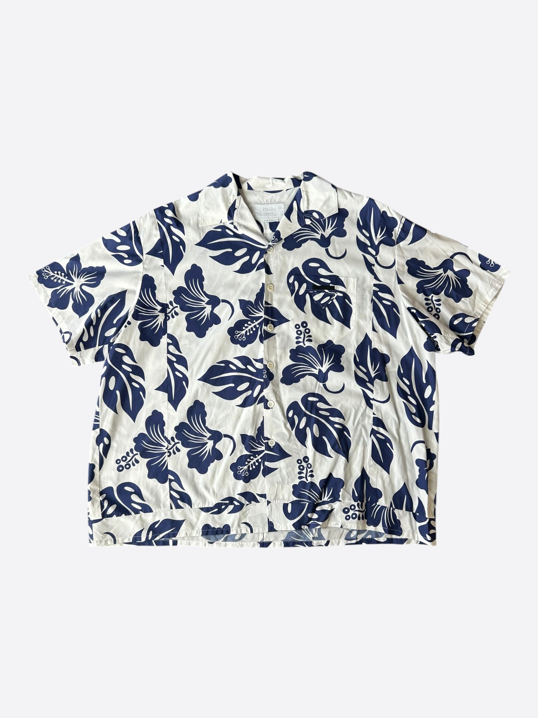 Prada Prada White & Blue Floral Button Up Shirt Size US XXL / EU 58 / 5 - 1 Thumbnail