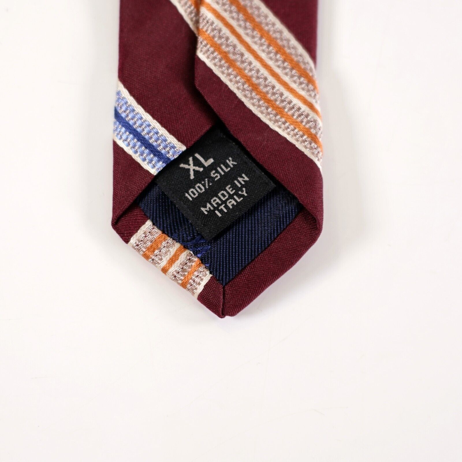 Jos. A. Bank Jos A Bank Italy Red Blue Orange Striped Woven Long Silk Tie Size ONE SIZE - 4 Thumbnail