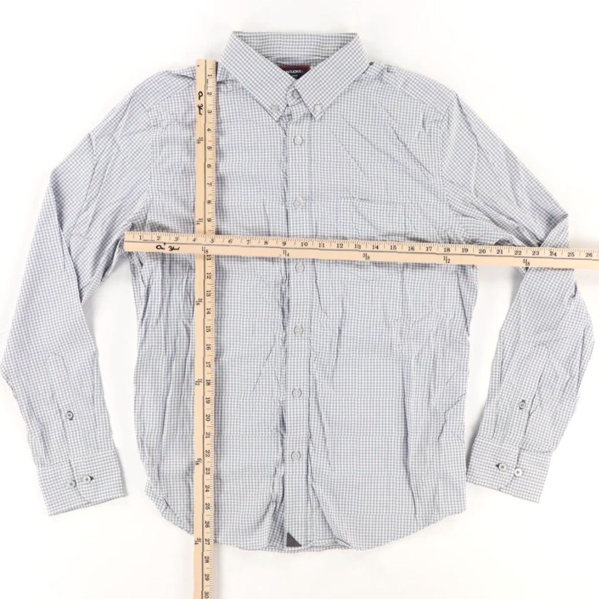 UNTUCKit Untuckit Maury Slim Fit Stretch Nylon Check Long Sleeve Button Up Shirt White Men's L Size US L / EU 52-54 / 3 - 3 Thumbnail