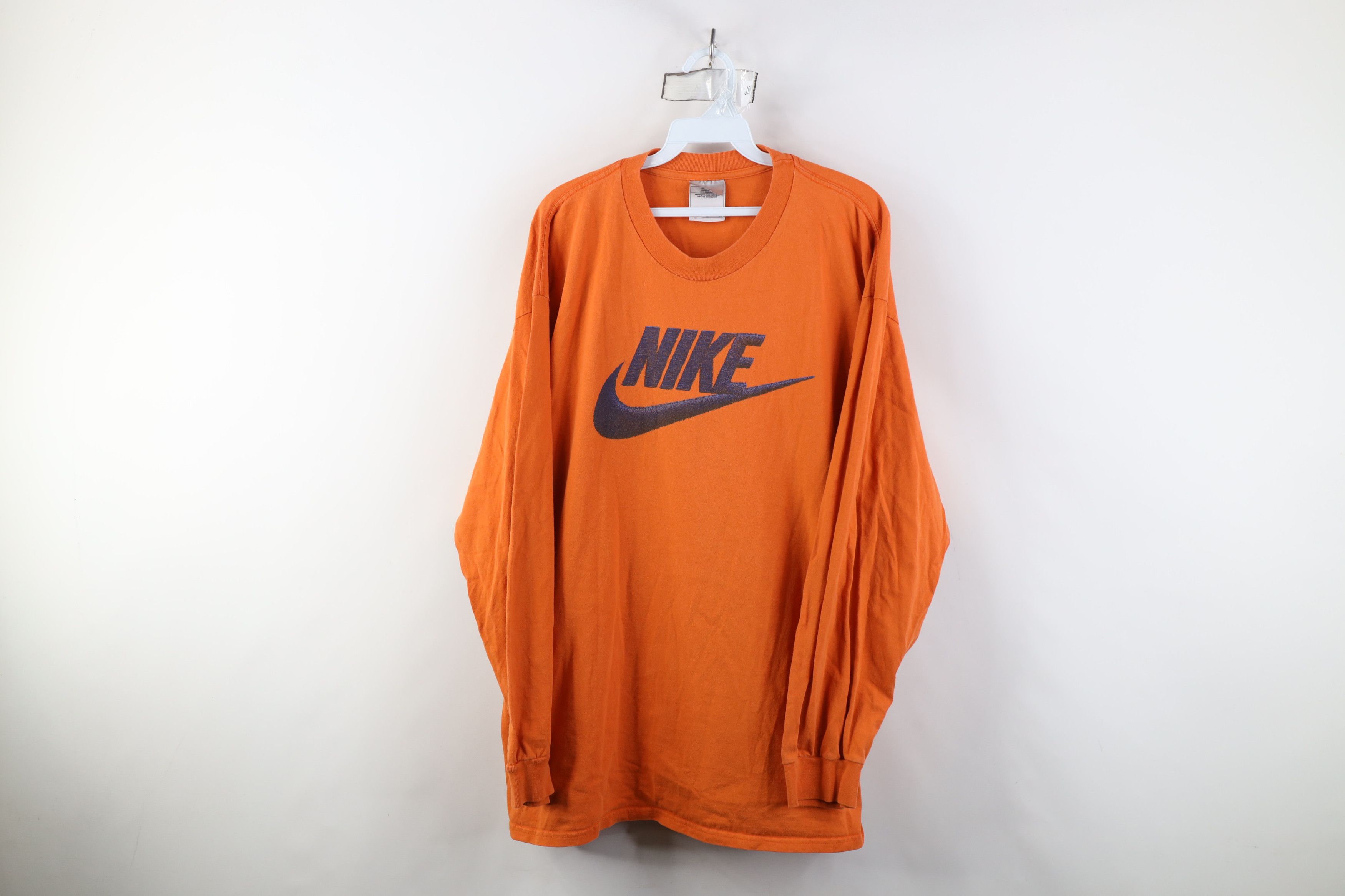 Nike Vintage Y2K Nike Center Swoosh Long Sleeve T-Shirt Orange Size US XL / EU 56 / 4 - 1 Thumbnail