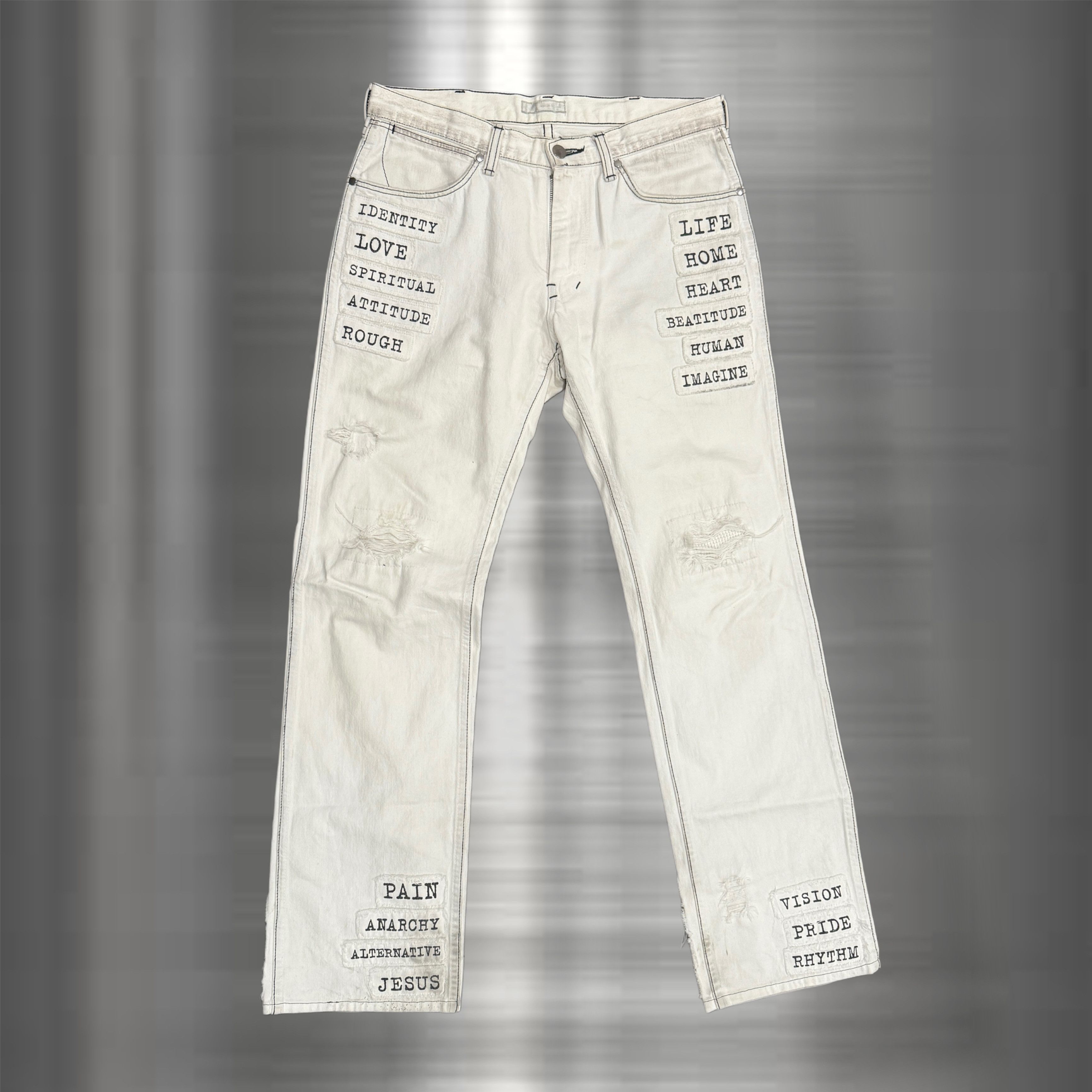 Pre-owned Number N Ine X Takahiromiyashita The Soloist Number (n)ine Ss02 Poem Denim Patch "modern Age" In White