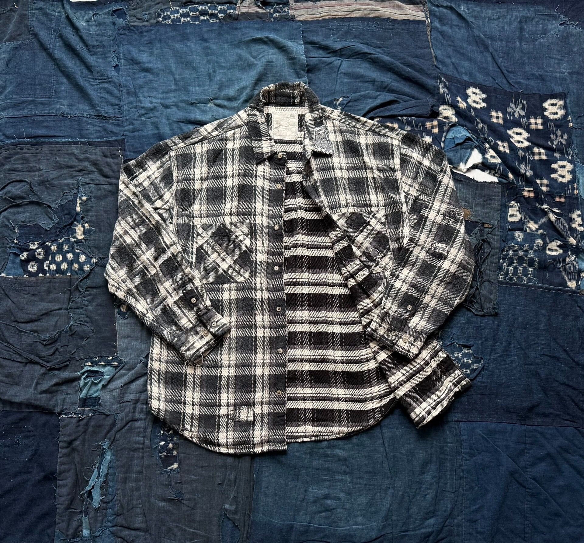 Madness MADNESS Shredded Check Shirt Size US XXS / EU 40 - 2 Thumbnail