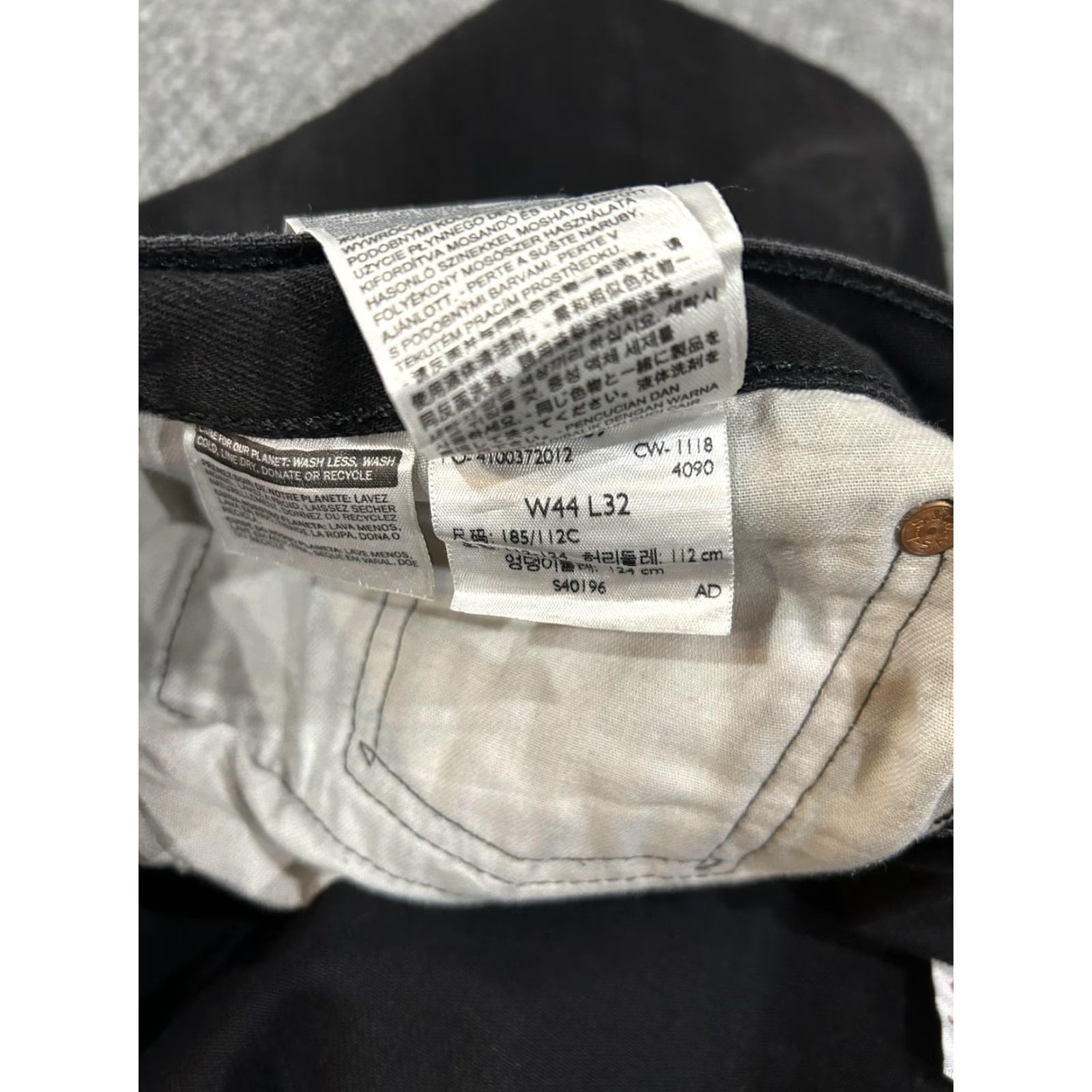 Levi's Levi's 501 Jeans Mens 44x32 Black Button Fly Straight Leg Regular Denim Pants Relaxed Fit Pockets Size US 44 / EU 60 - 5 Thumbnail