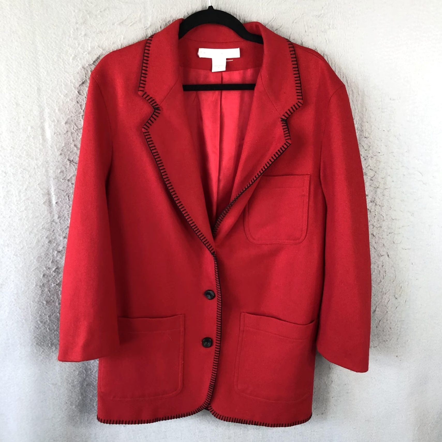 Vintage VINTAGE The Limited Blazer Womens Medium Red Wool Black Trim Pocket Jacket Office Mens? No, Womens. Size M / US 6-8 / IT 42-44 - 7 Thumbnail