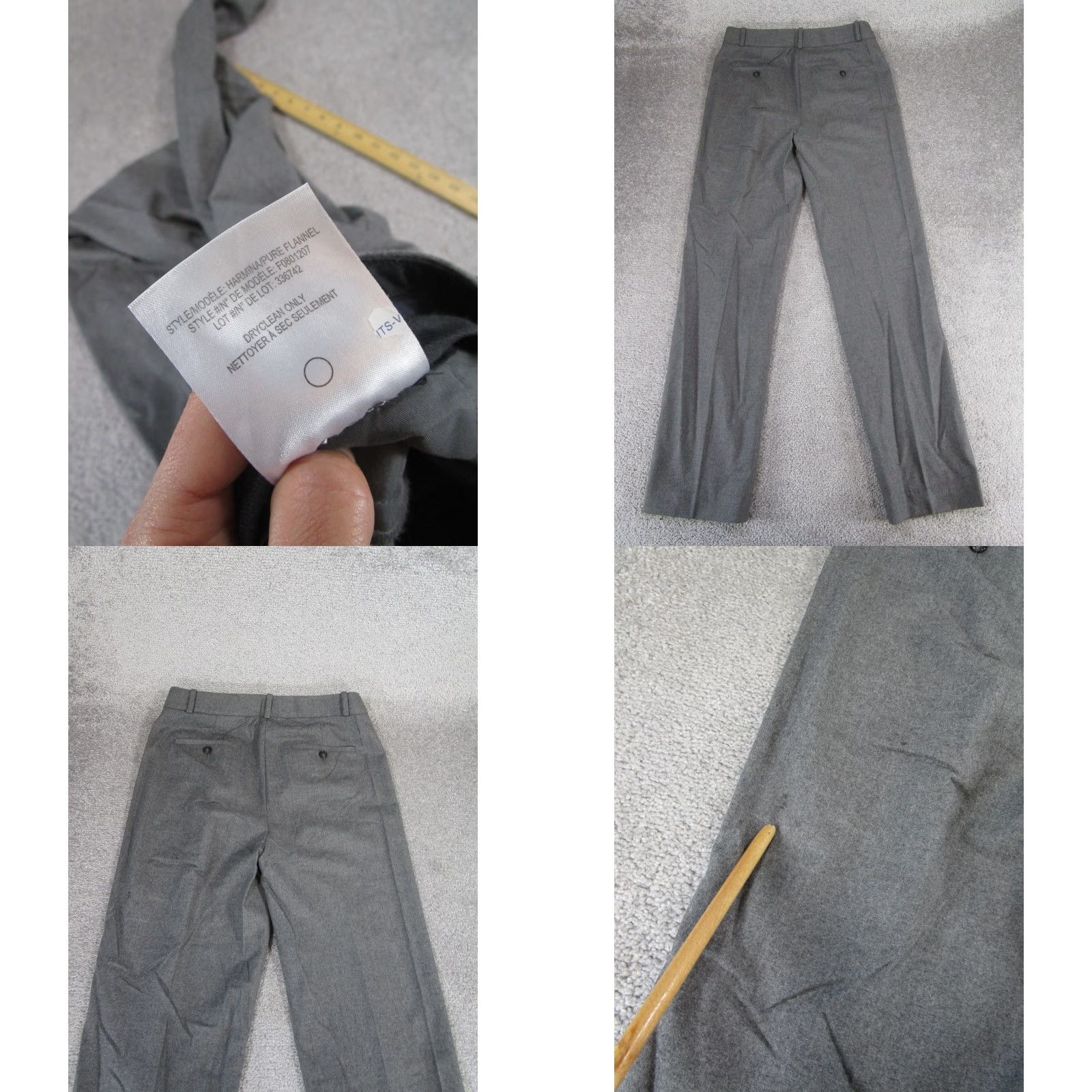 Theory Theory Dress Pants Womens 4 Harmina Pure Flannel Gray Wool Blend Stains Size 27" / US 4 / IT 40 - 9 Thumbnail