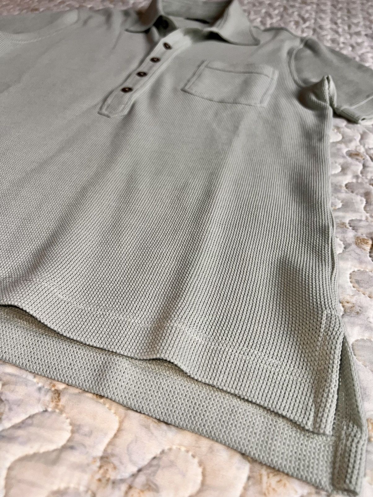 48 Tom Ford Polo Shirt light grey knit breath texture button
