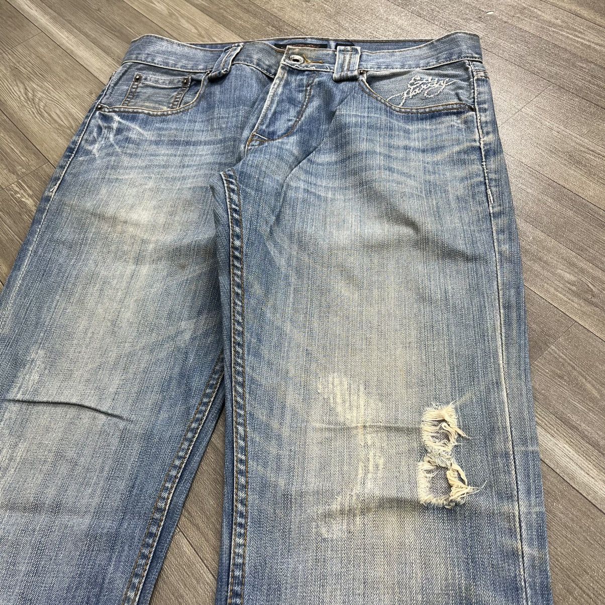Ed Hardy Vintage Ed Hardy Distressed Embroidery Y2K Baggy Jeans Size US 32 / EU 48 - 18 Thumbnail