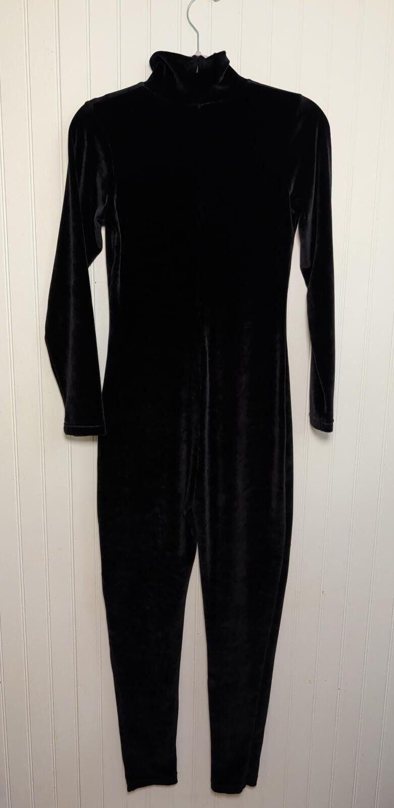 Other Vintage Moda International Black Velvet Stretch Catsuit Sz.M Size 32" / US 10 / IT 46 - 2 Thumbnail