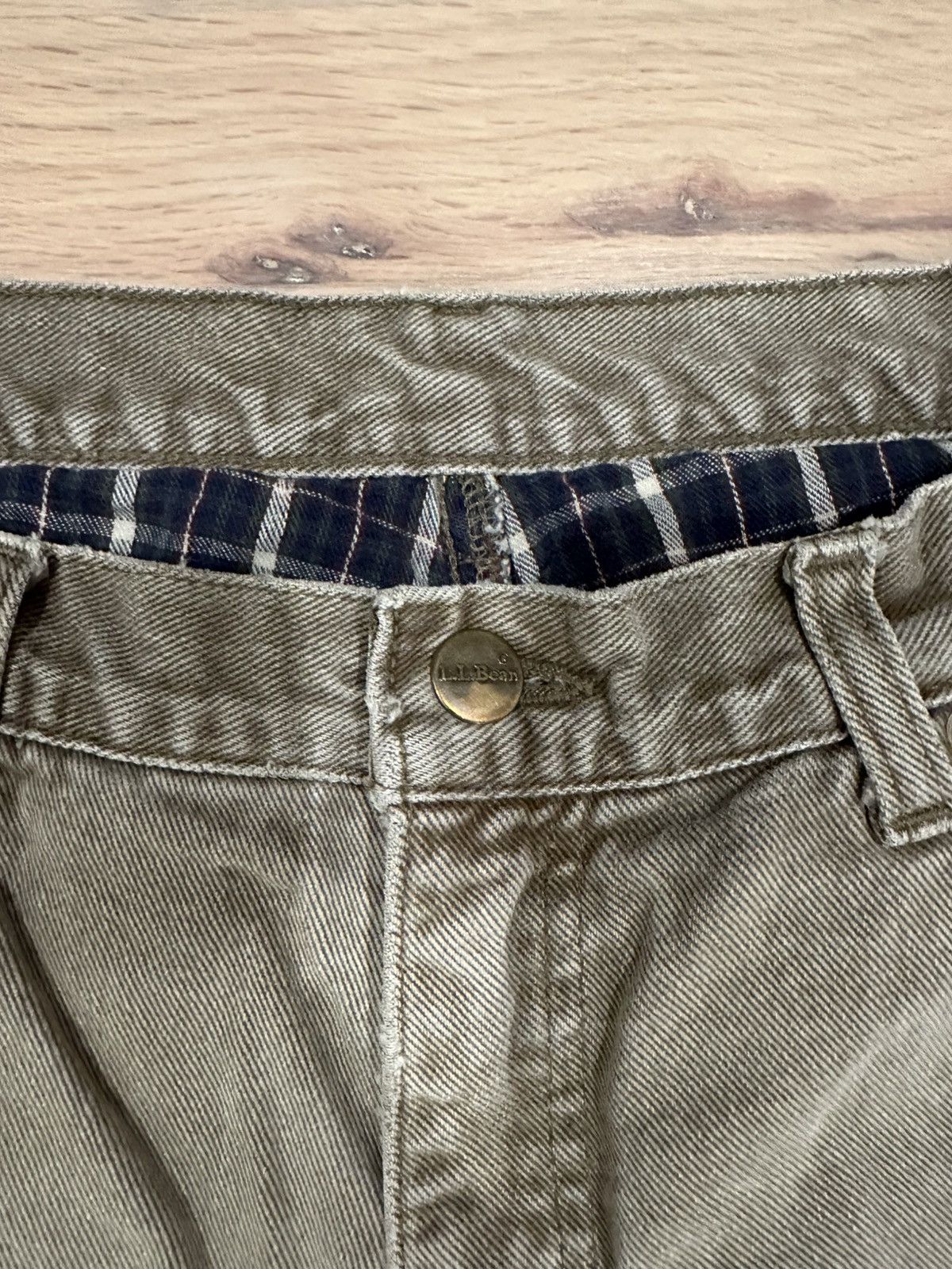 L.L. Bean Vintage LL Bean Flannel Lined Biege/Gray Jeans 35x32 Size US 32 / EU 48 - 7 Thumbnail