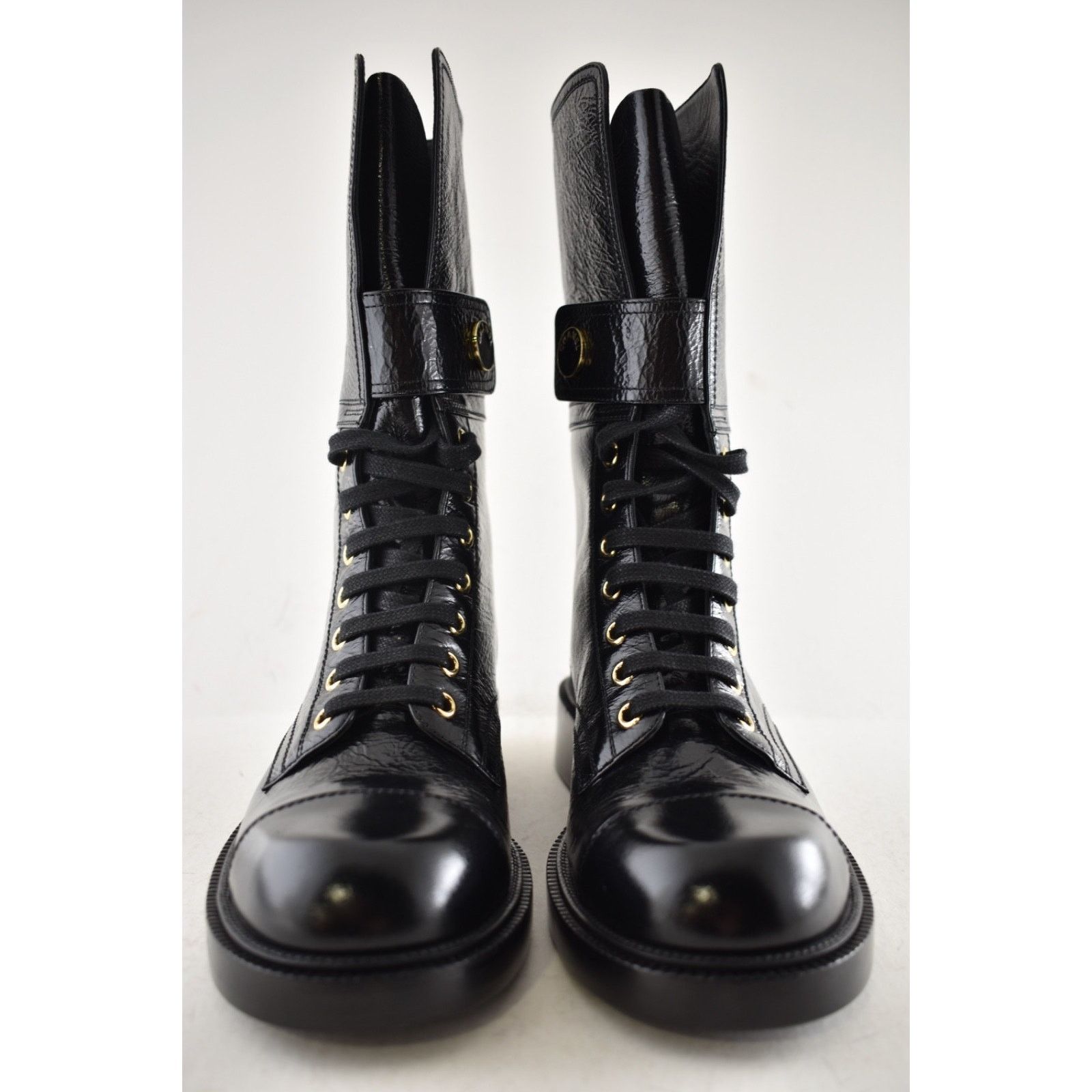 Chanel Chanel 24B Shiny Calfskin Logo Combat Lace Up Boots 37.5 Size US 6.5 / IT 36.5 - 8 Thumbnail