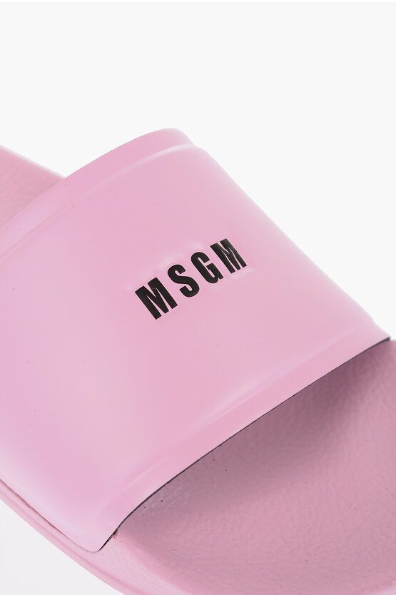 MSGM og1mm0724 Solid Contrasting Logo Sliders in Pink Size US 10 / IT 40 - 4 Thumbnail