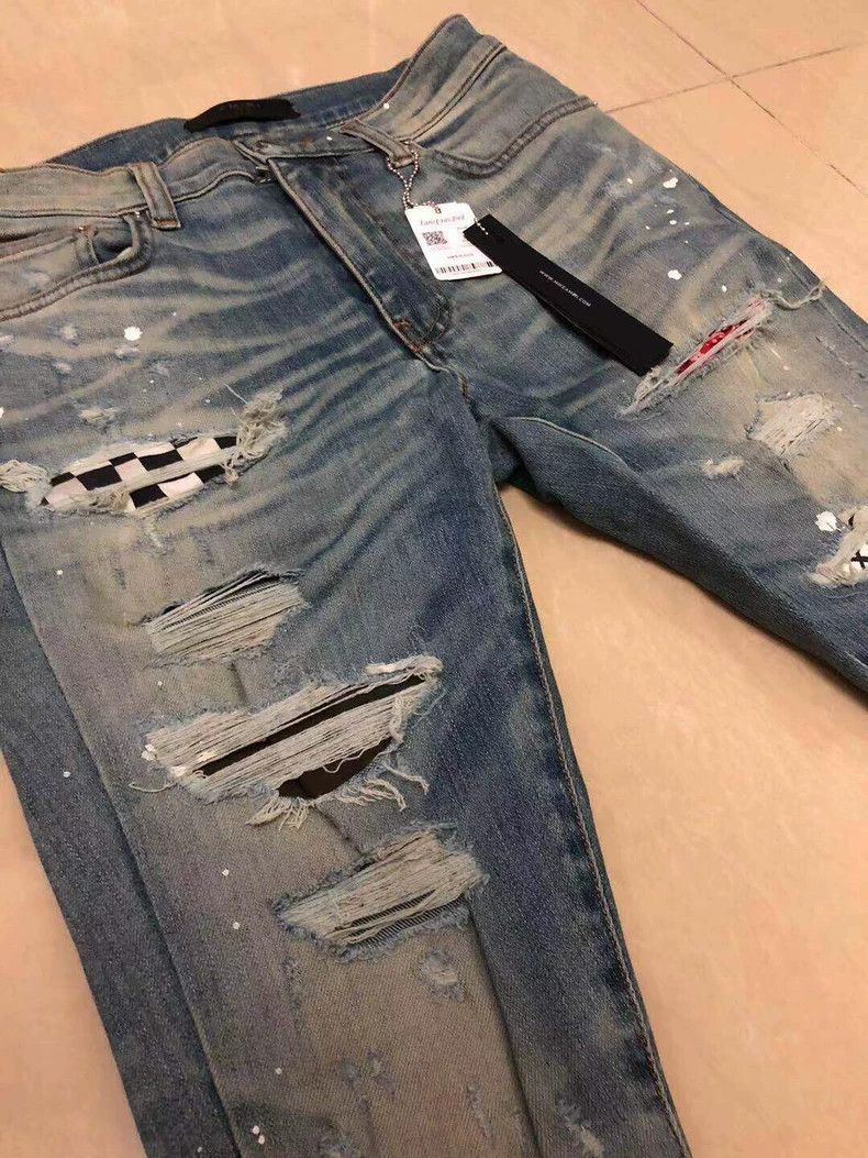 Amiri Amiri checkered grid multi-element patched blue jeans Size US 29 - 3 Thumbnail