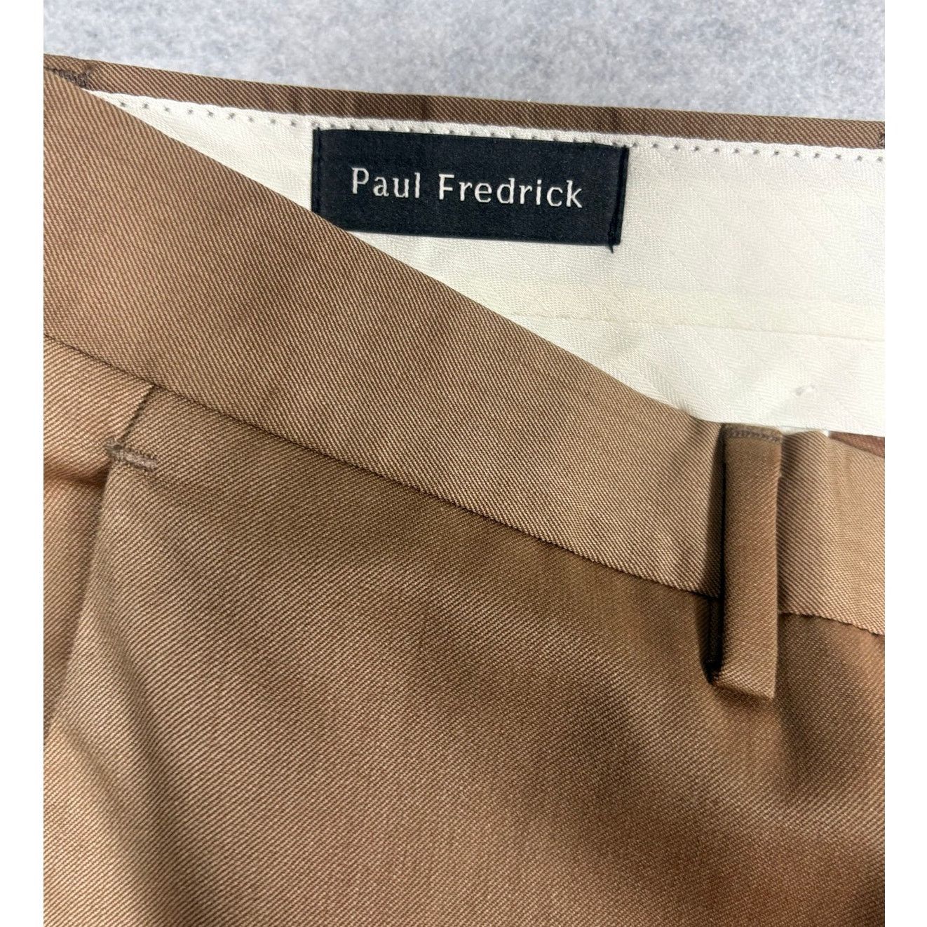 Paul Fredrick Paul Fredrick Brown Wool Flat Front Slacks Classic Fit #0514 Size US 34 / EU 50 - 3 Thumbnail