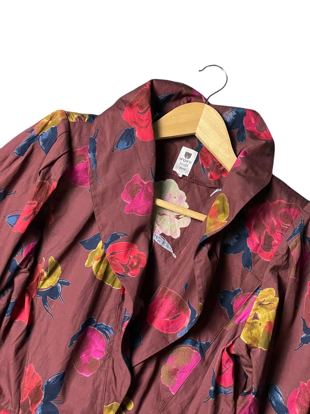 Designer × Ungaro Paris × Vintage Vintage UNGARO Paris Abstract Floral Top (96) Size L / US 10 / IT 46 - 2 Thumbnail