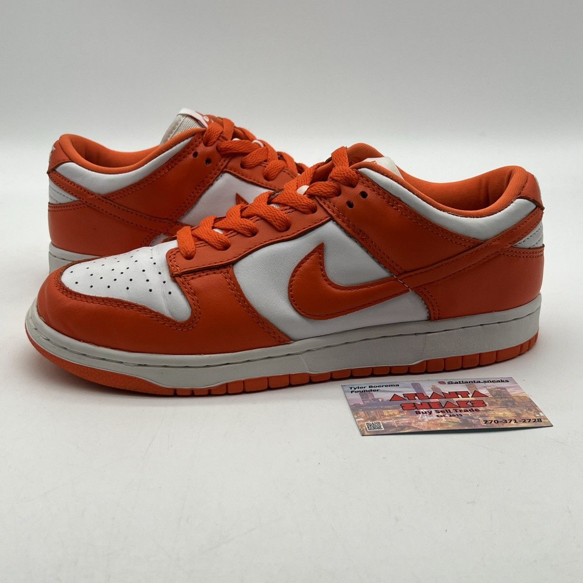 image of Nike Dunk Low Syracuse Shoes in White, Men's (Size 8)
