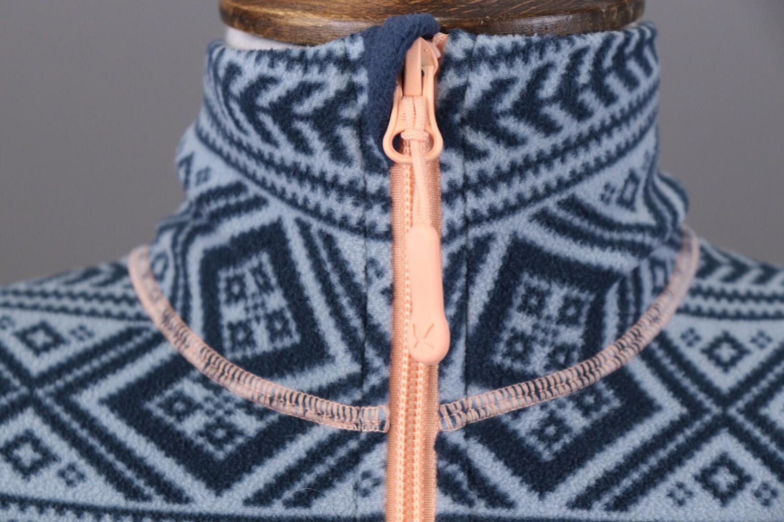 Designer Kari Traa Blue Fair Isle Full Zip Fleece Jacket Size S Size L / US 10 / IT 46 - 6 Thumbnail
