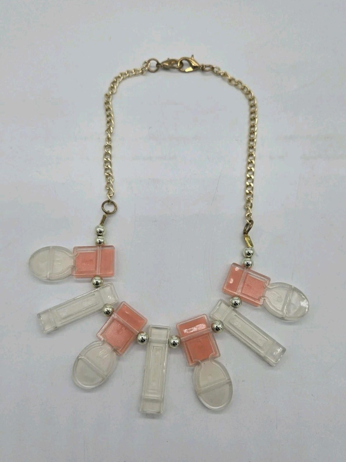 The Unbranded Brand Orange Art Deco Statement Necklace Unbranded Fashion Costume Size ONE SIZE - 4 Thumbnail