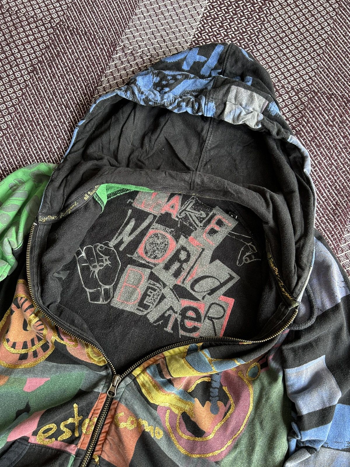 Japanese Brand × Vintage Vintage 90s Art Zip Up Hoodie Streetwear Size S Size S / US 4 / IT 40 - 7 Thumbnail