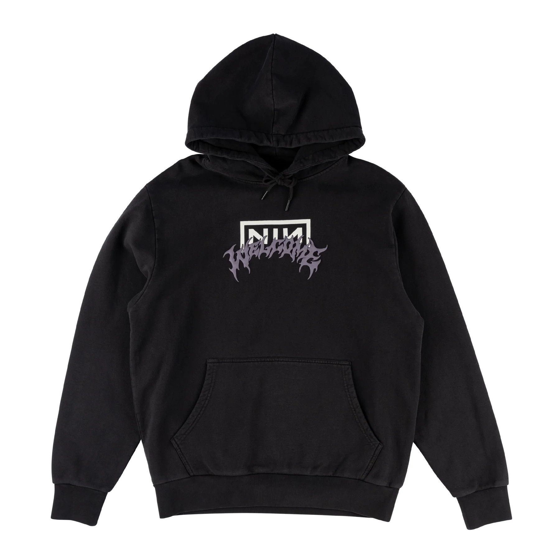 image of Welcome X Nine Inch Nails Eraser Puff Hoodie Sweatshirt in Black, Men's (Size Large)